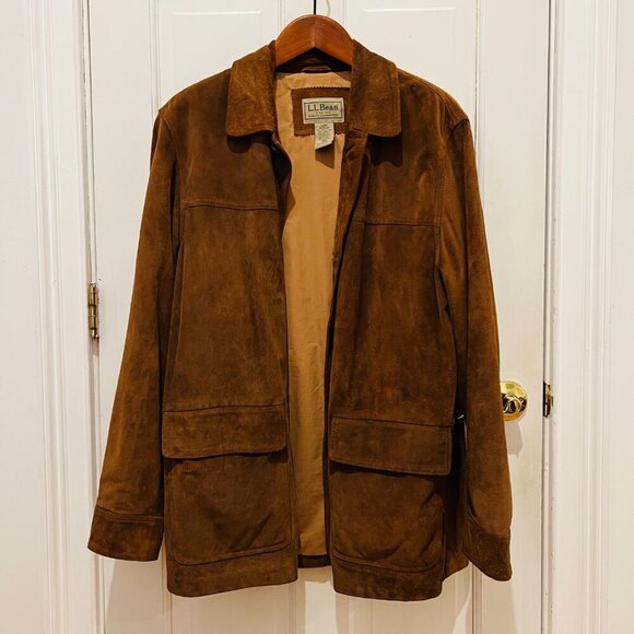 LL Bean Mens Brown Soft Leather Barn Hunting Chore Jacket Vintage Size L… - Picture 12 of 16